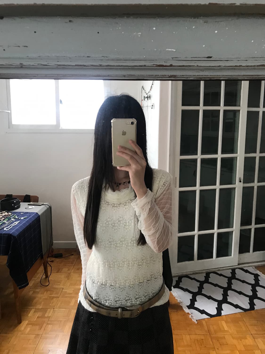vintage see-through pattern top 상품이미지6
