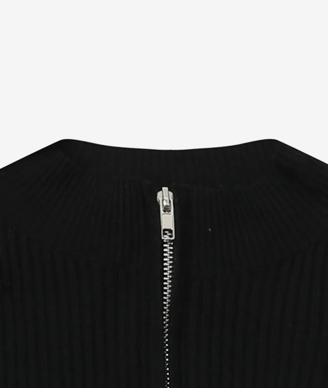 무센트 오키드 골지 크롭 니트 집업 블랙 (정가 4.5만원) 상품이미지4