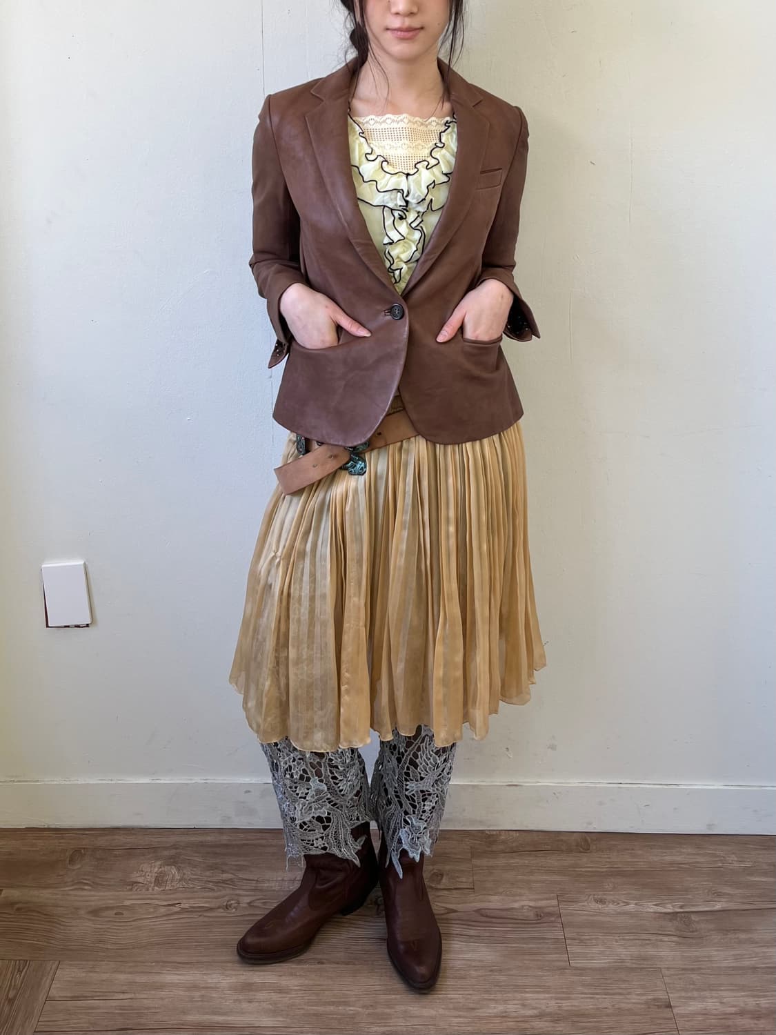 theory 브라운 램스킨 자켓 상품이미지8