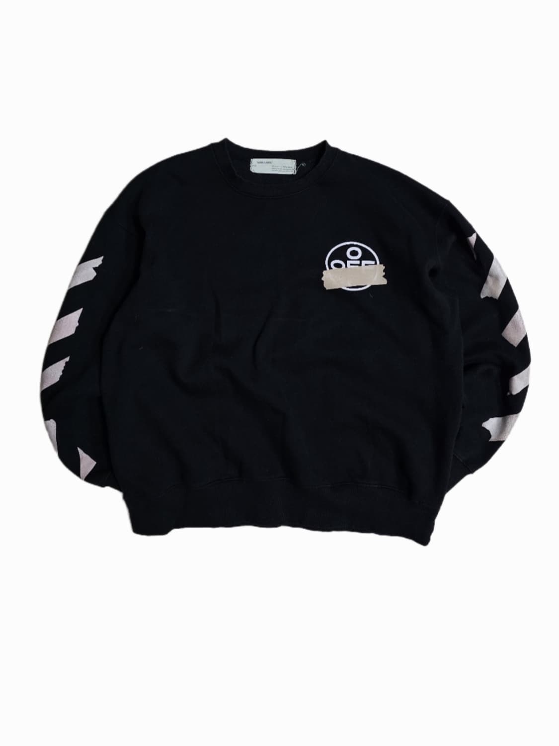 오프화이트 테이프 애로우 블랙 맨투맨 M 상품이미지1