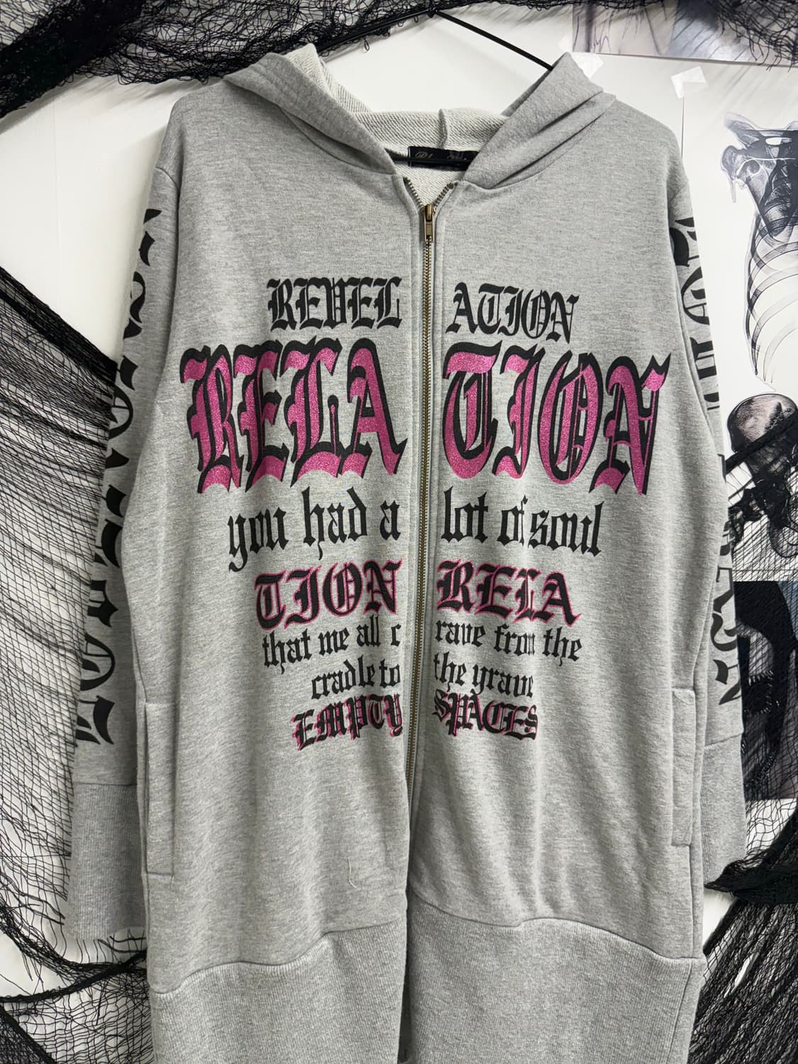 00s lettering detailed zip up onepiece 상품이미지2