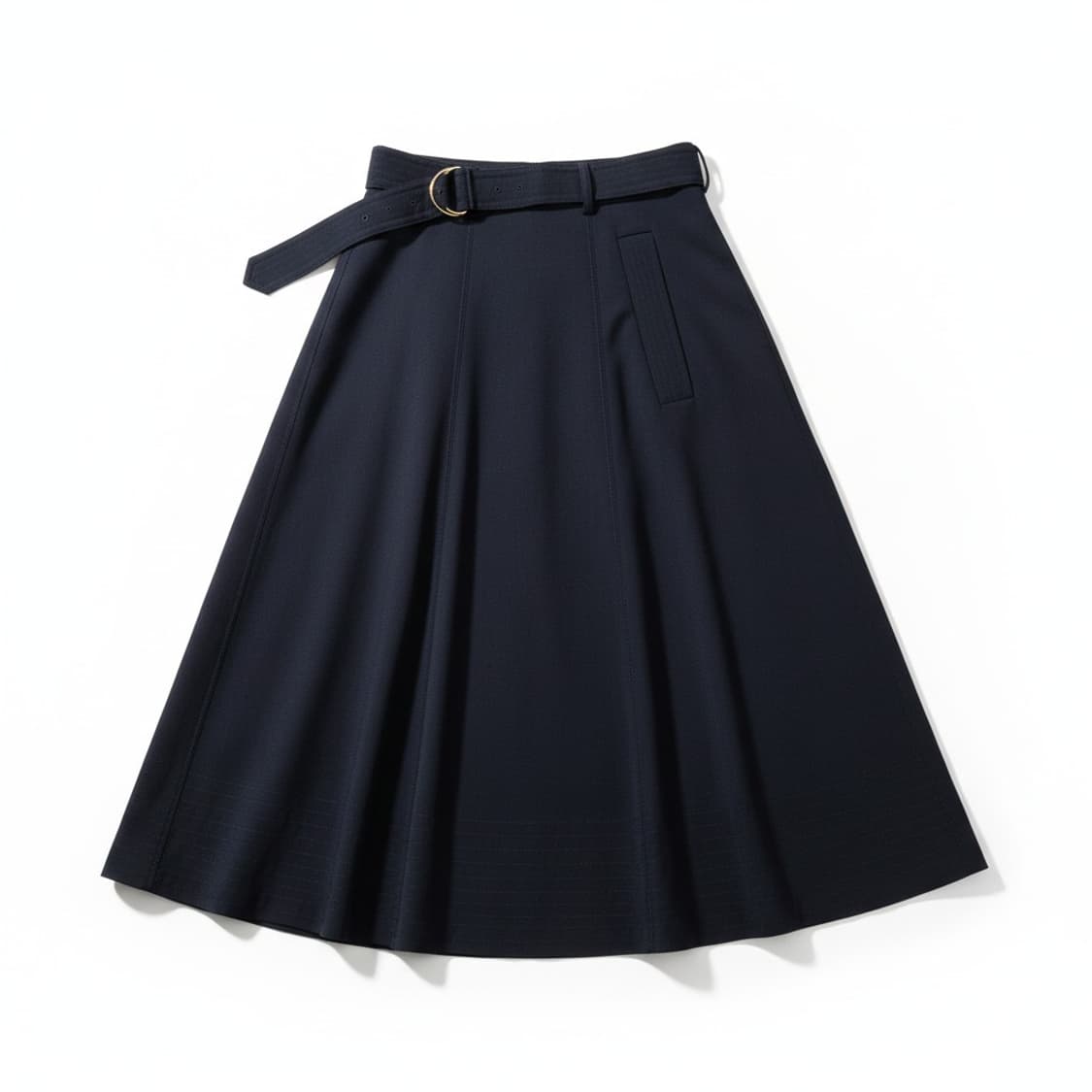 DEWL 벨트 A라인 네이비 스커트 상품이미지1