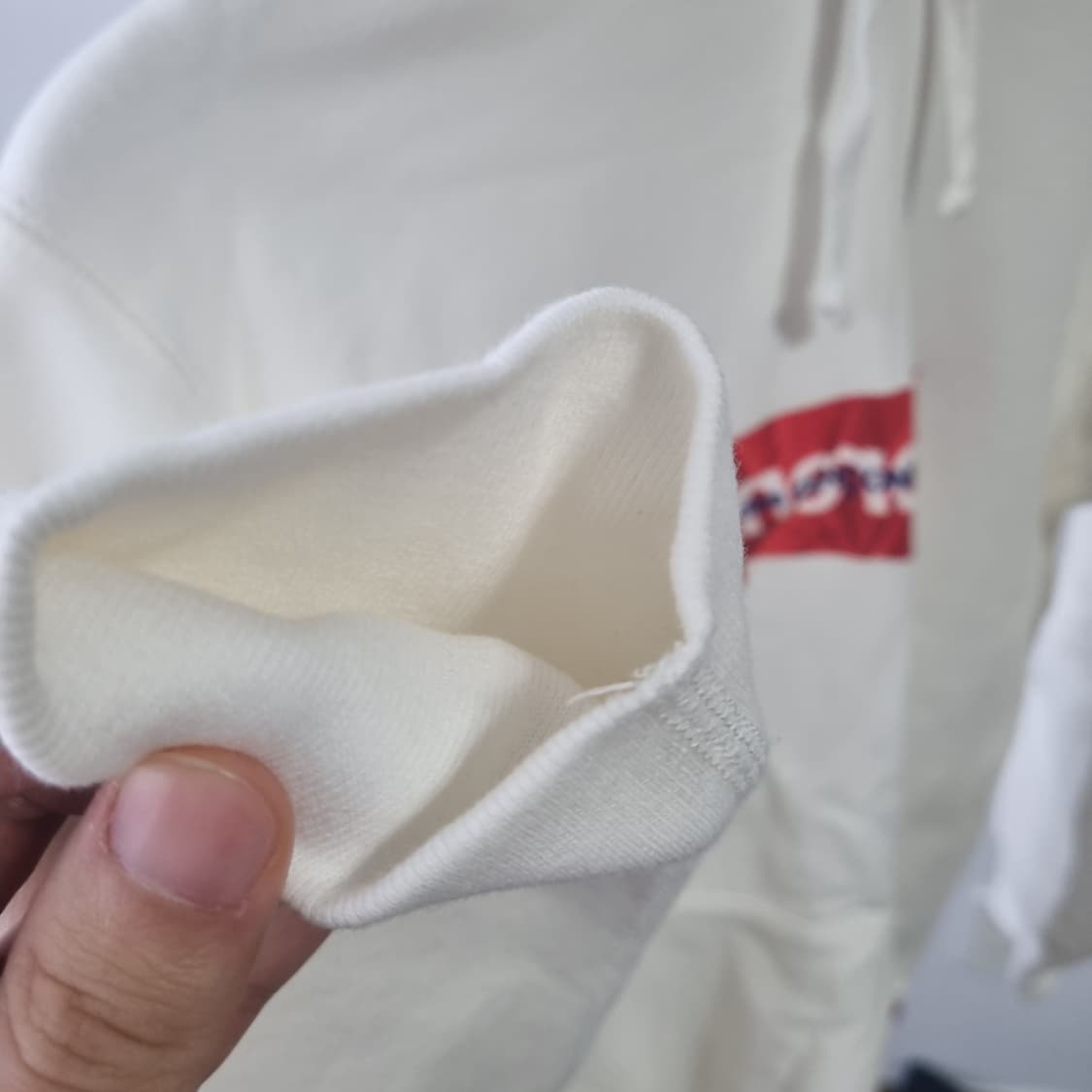 슈프림 꼼데가르송 박스로고 후드 화이트 M사이즈 상품이미지3