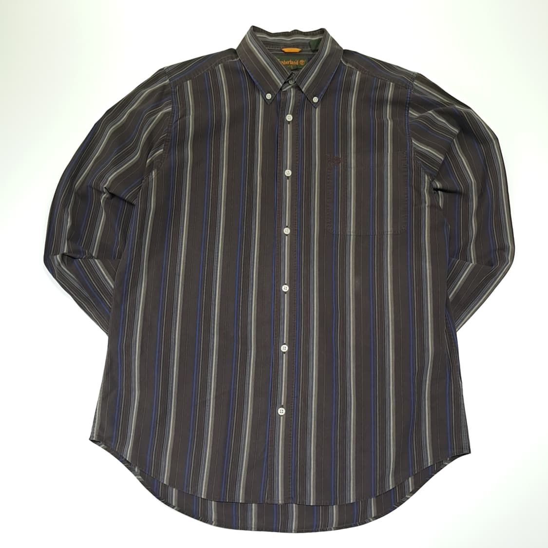 CL494 L 팀버랜드 90s 터키판 코튼 스트라이프 브라운 셔츠 남방 상품이미지1