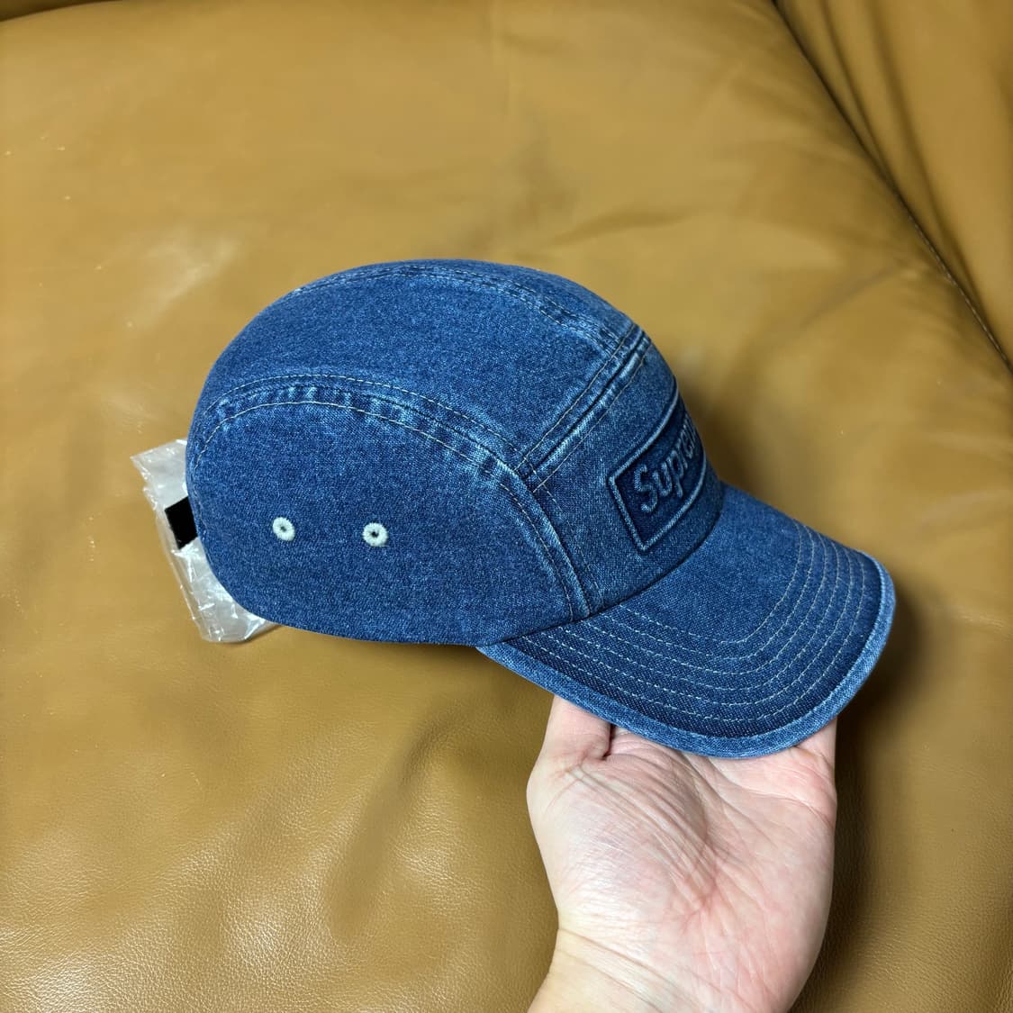 슈프림 캠프캡 모자 박스로고 워시드 데님 상품이미지3