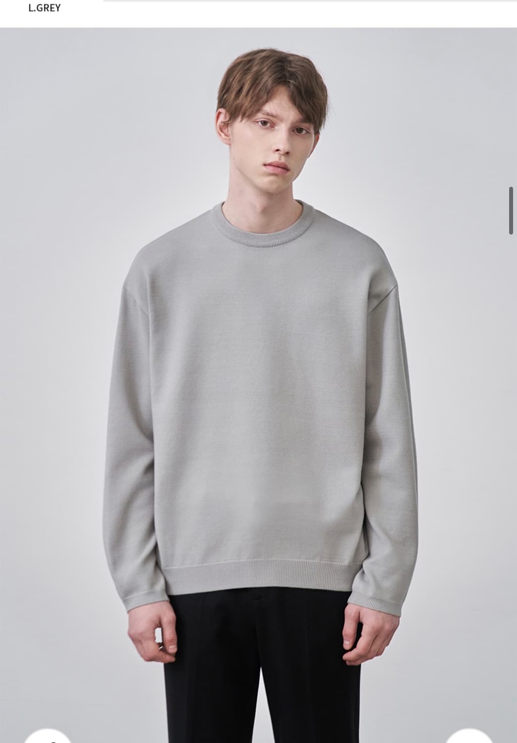 (새상품)(L) 드로우핏 울 소프 PBT 라운드 니트 [L.GREY] 상품이미지3