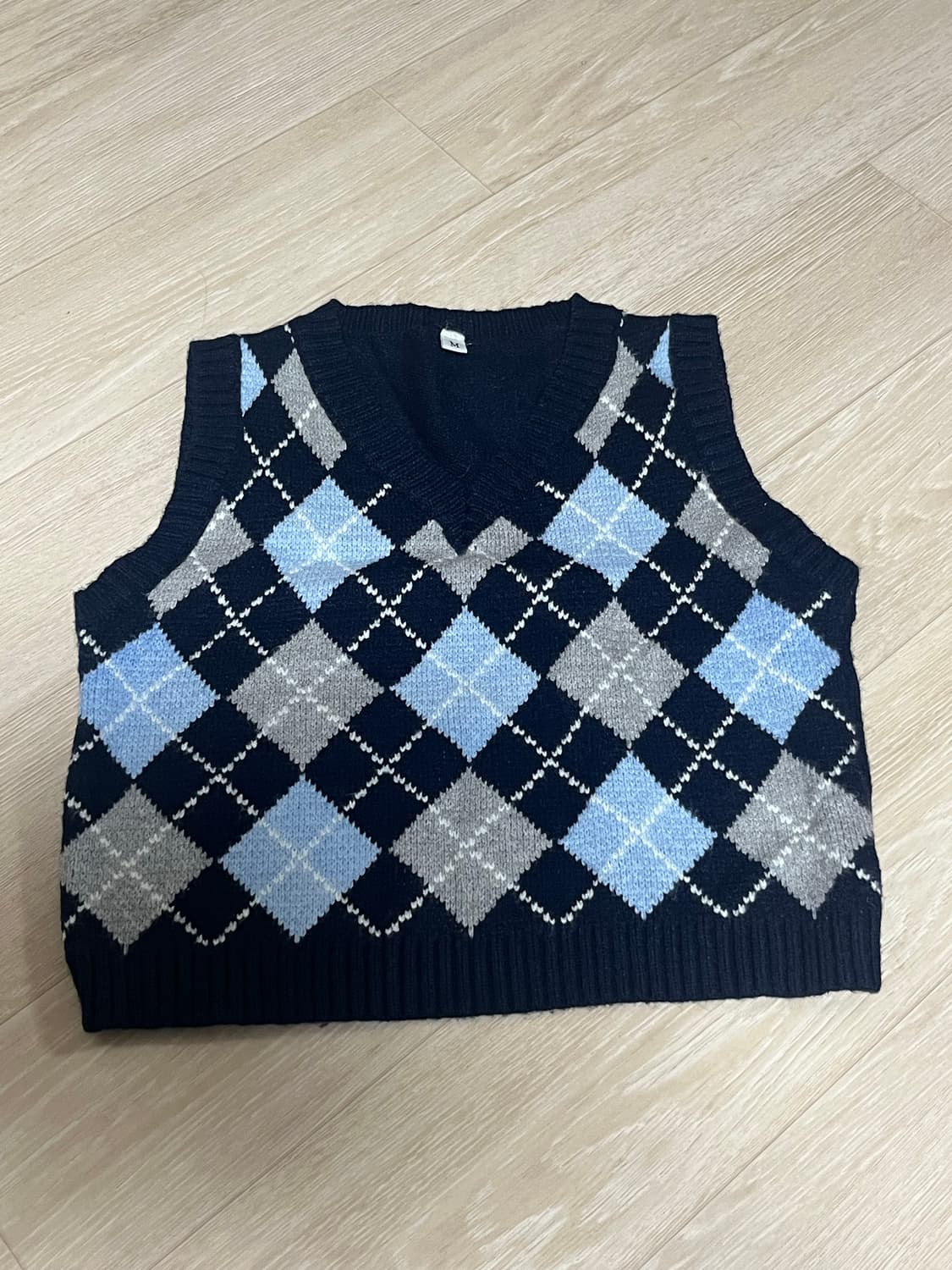 아가일 니트 조끼 베스트 상품이미지1