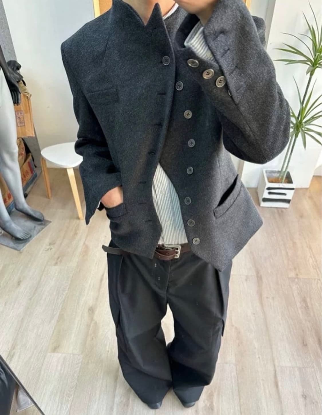 Slight Vogue 사선 테일러드 울 자켓 상품이미지1