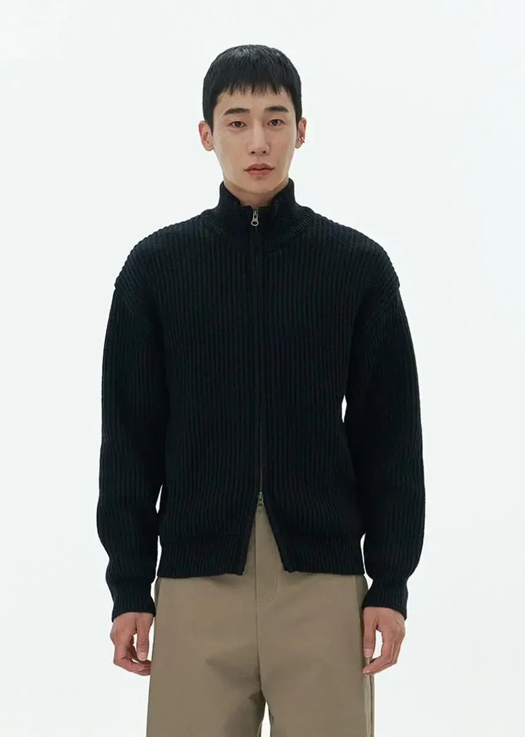 아모멘토 풀 니들 블루종 니트집업 상품이미지3