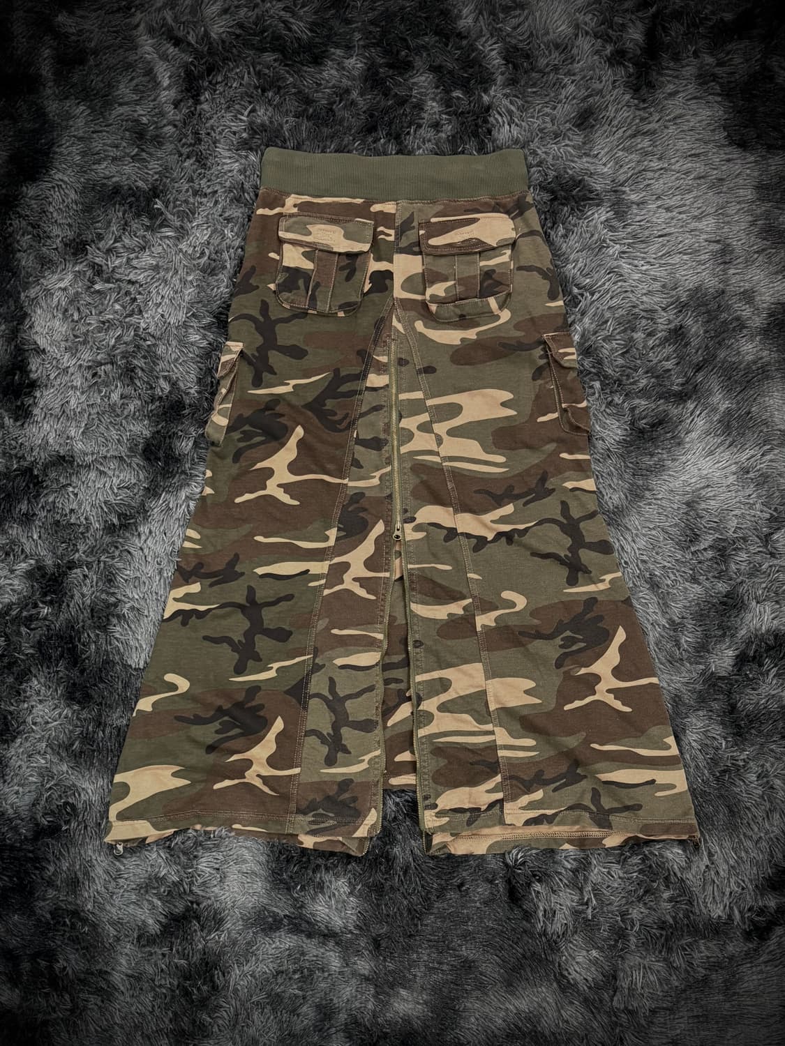 밀리터리 지퍼 디테일 롱 스웻스커트 상품이미지2