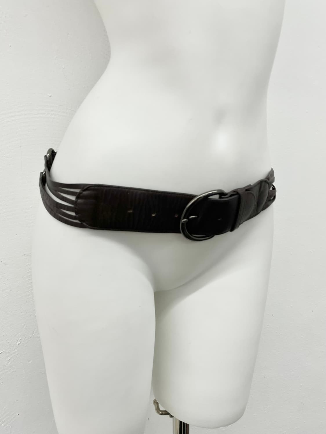 브라운 레이어드 절개 버클 벨트 상품이미지3