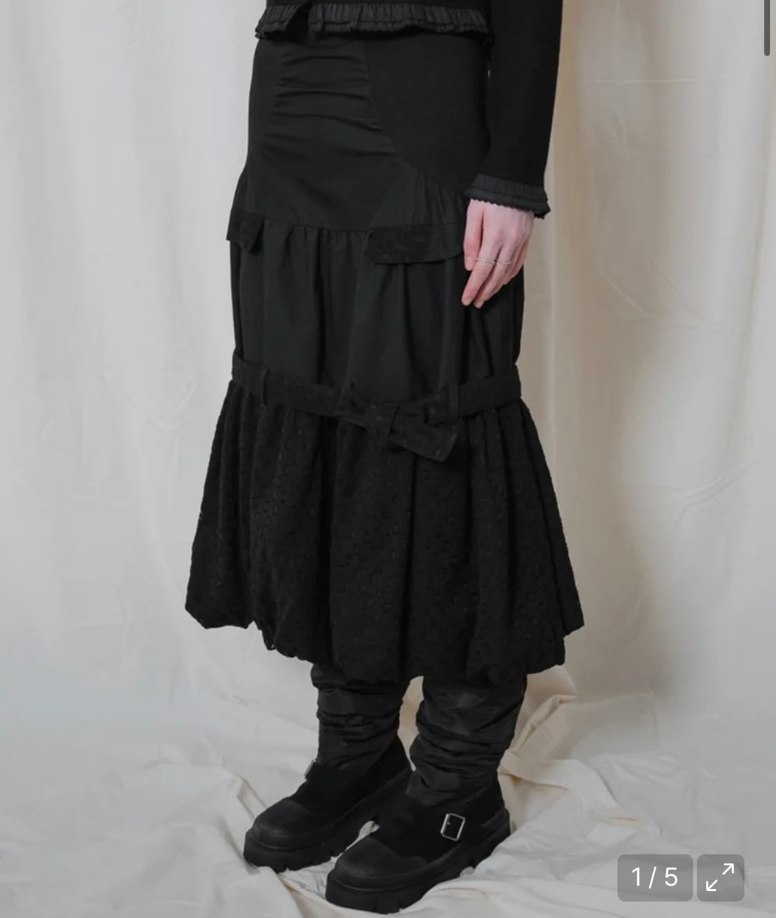 테레루 Balloon-Silhouette Maxi Skirt Black  상품이미지1