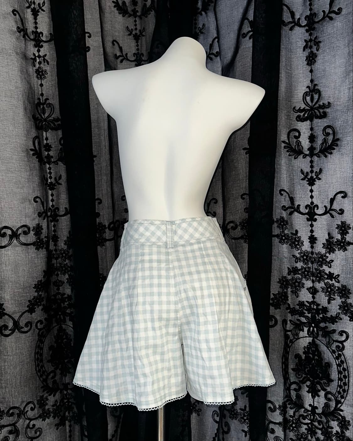 sky blue gingham culottes 상품이미지4