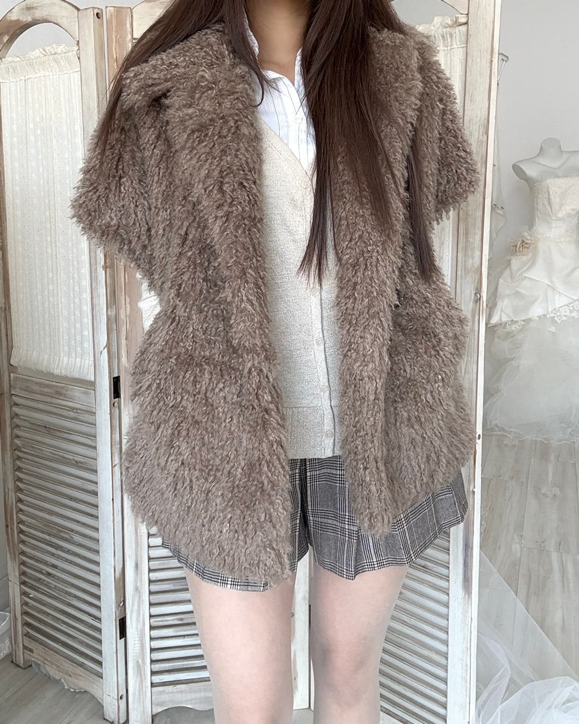 Mocha mousse fur half jacket 상품이미지4