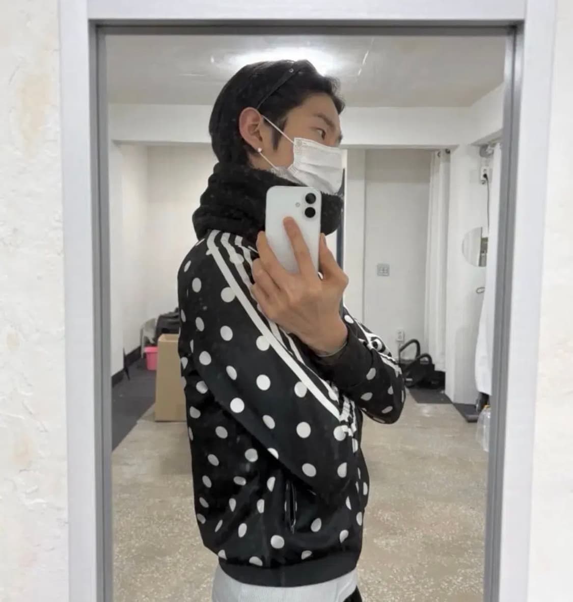 아디다스 빈티지 파이어버드 빅로고 도트 땡땡이 패턴 트랙탑져지 자켓 블랙 상품이미지4