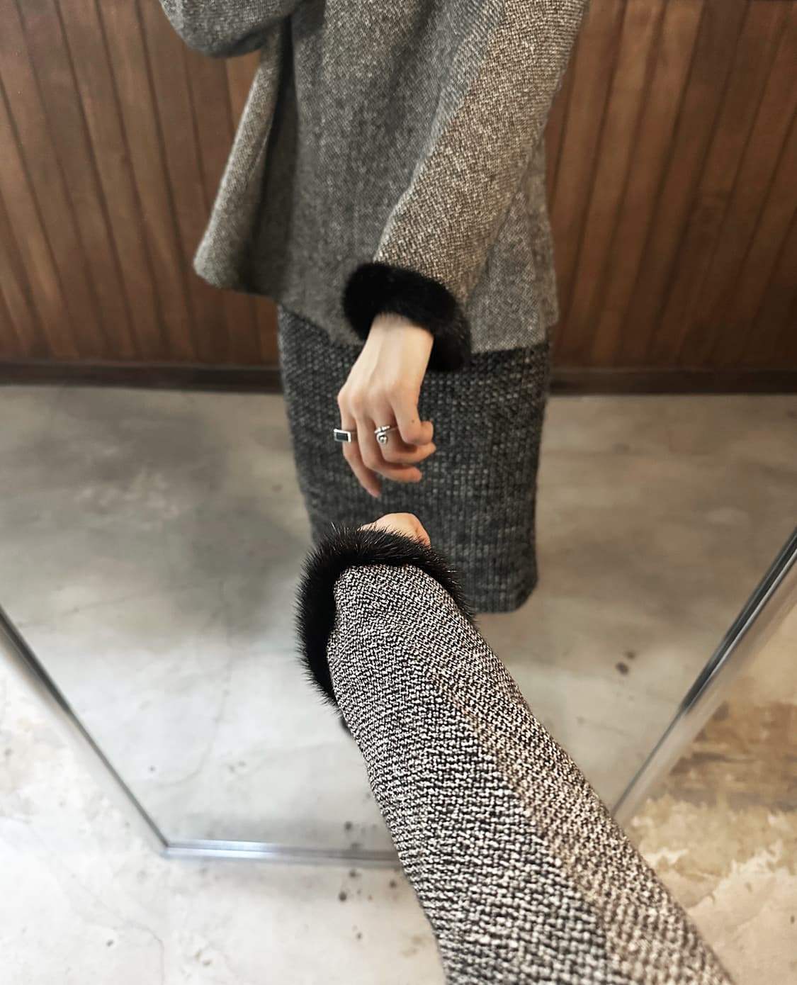 LEILIAN mink trim tweed jacket 상품이미지4