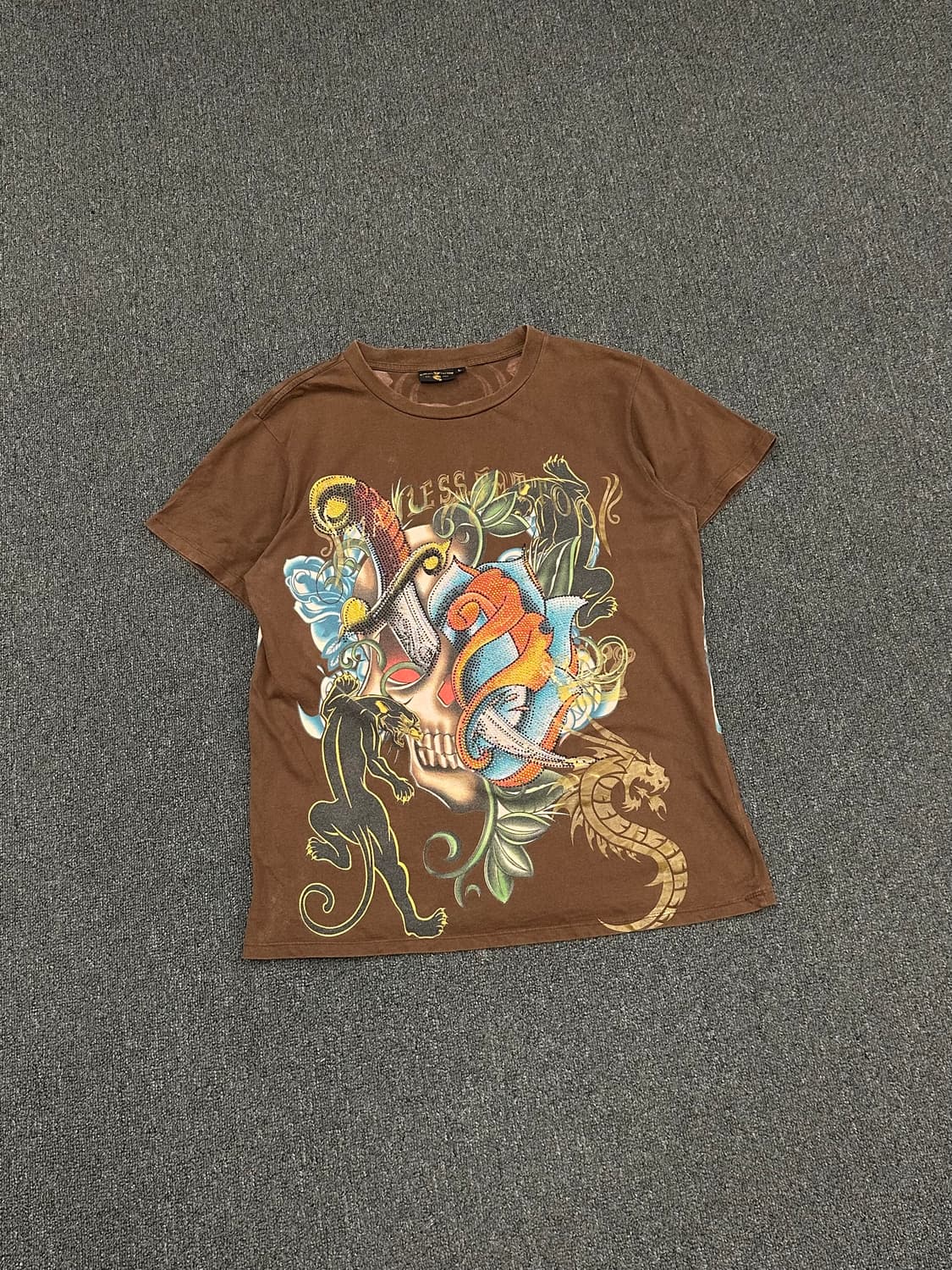 L)Flawless Tattoo 빈티지 Y2K 스컬 프린팅 반팔 상품이미지3