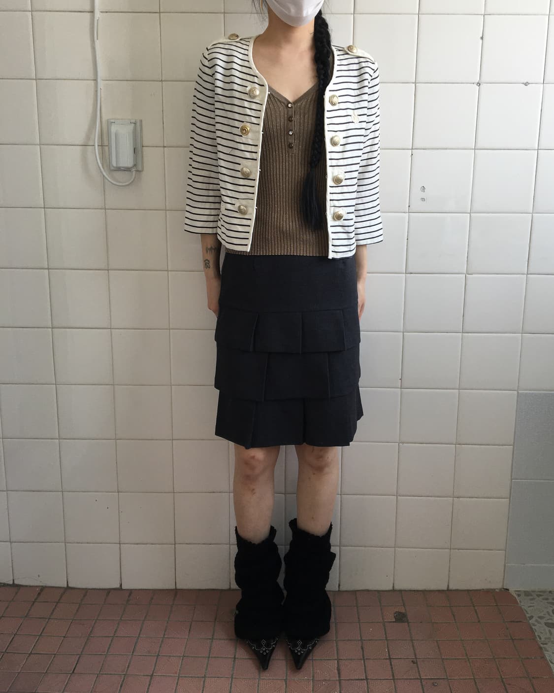 Stripe pattern double button jacket 상품이미지9