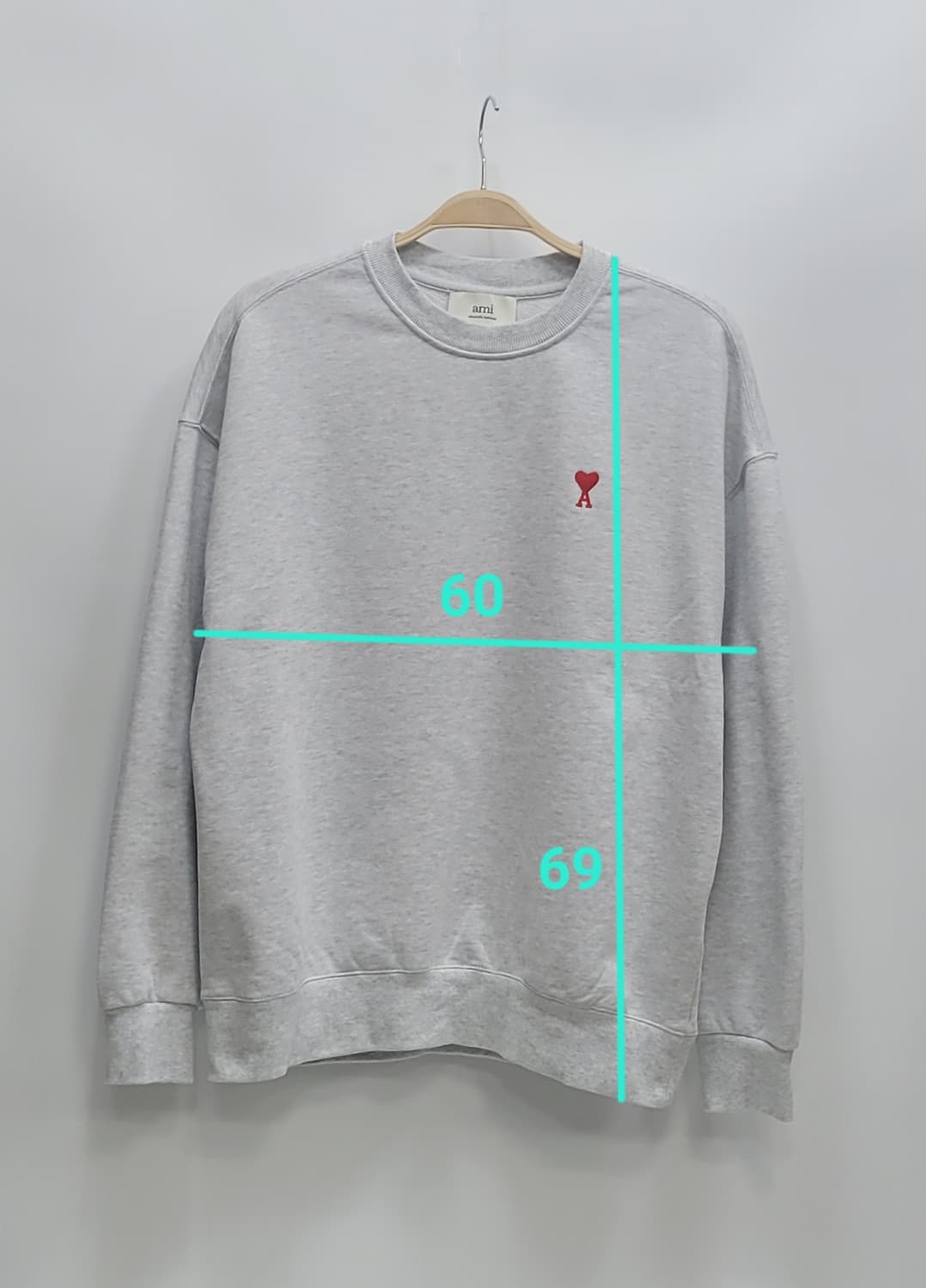 아미 스몰 하트 로고 스웻셔츠 00255 / 남 M (100) 그레이  상품이미지10