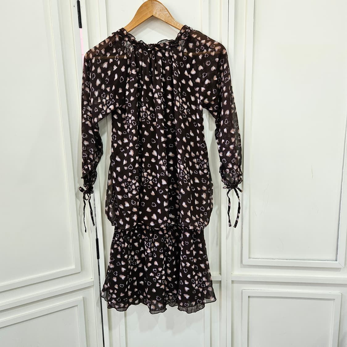 하트 패턴 쉬폰 미니 원피스 상품이미지6