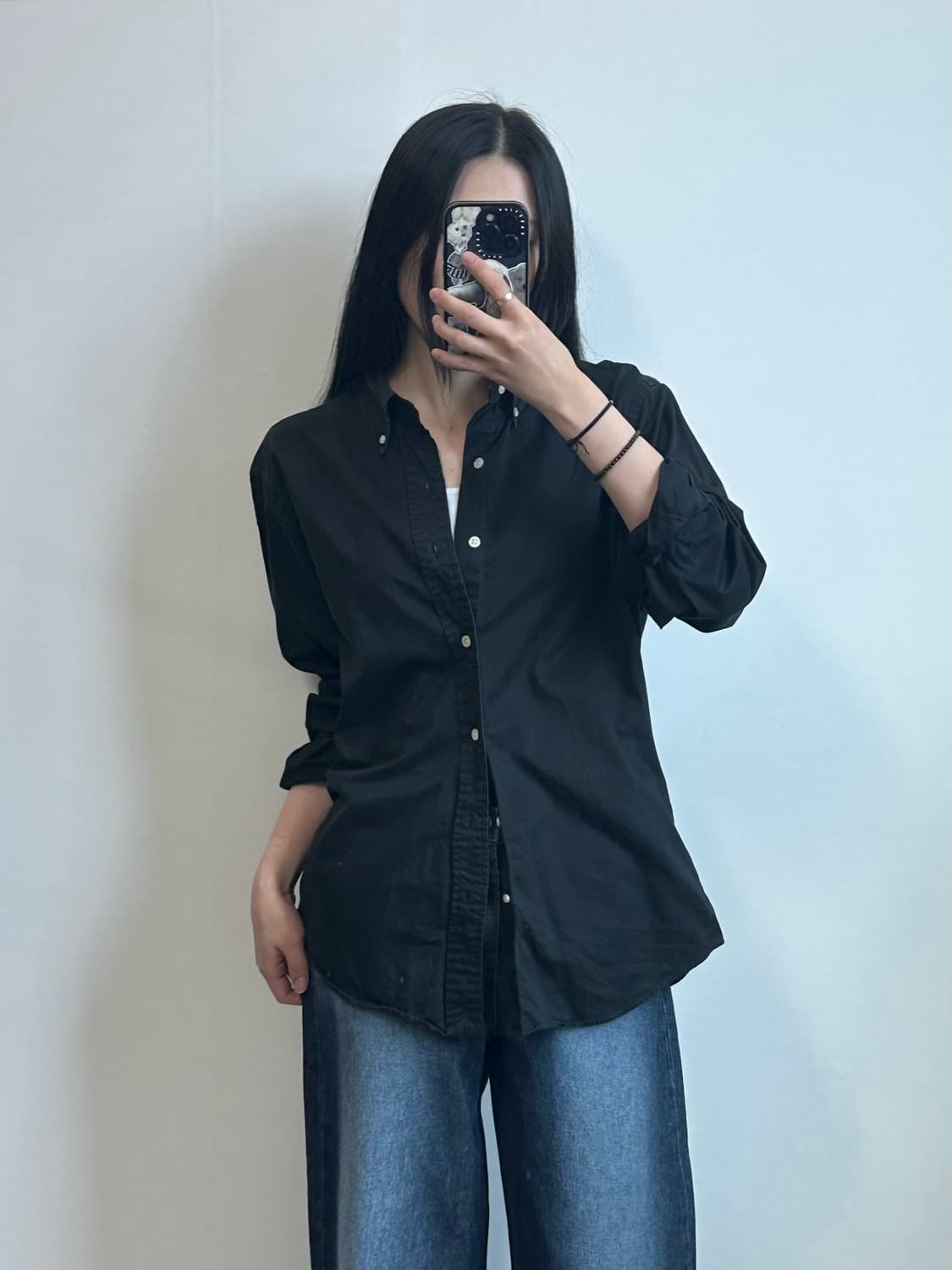 폴로 랄프로렌 자수로고 블랙 솔리드 셔츠 상품이미지1