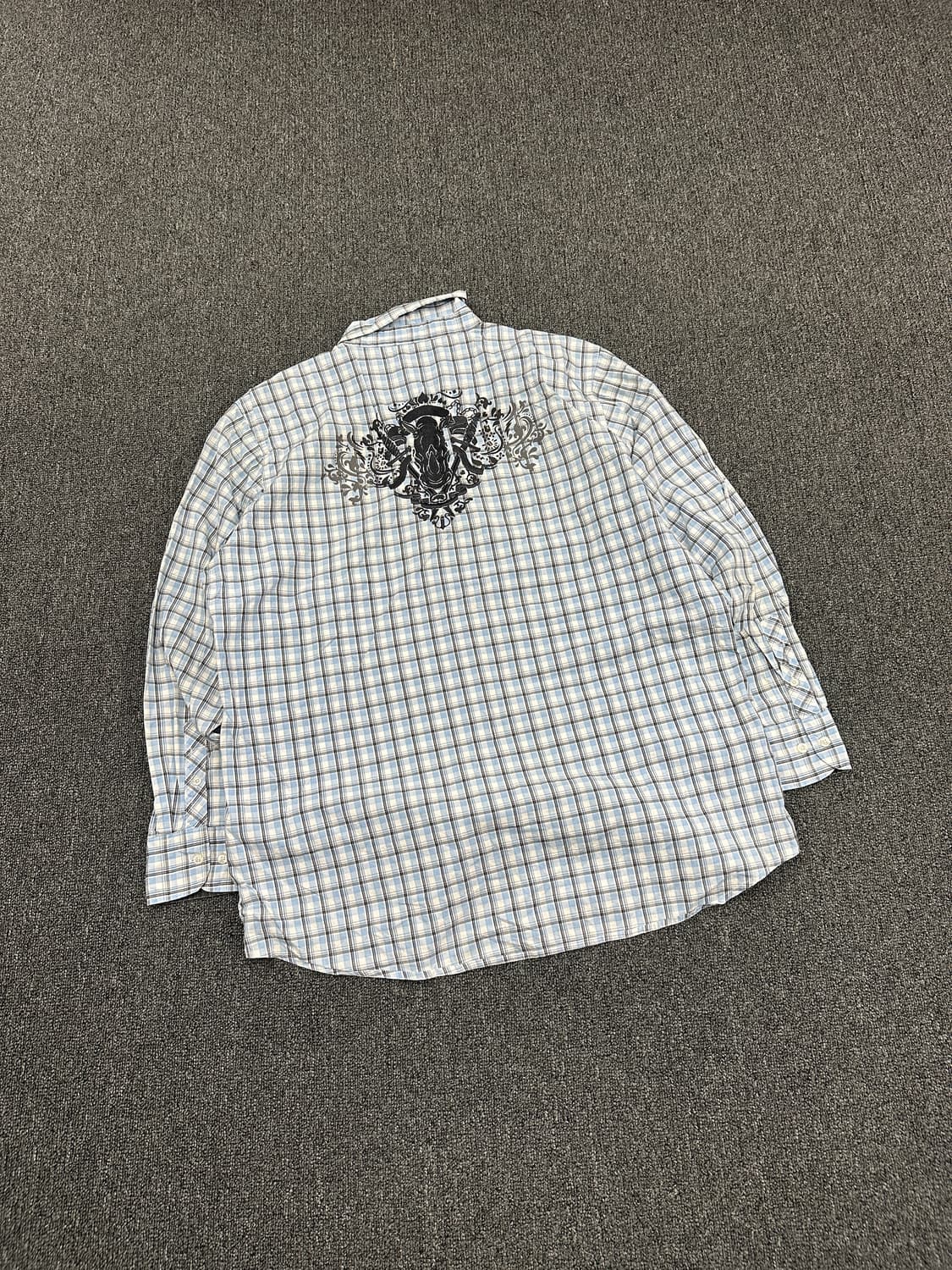 XL) ECKO UNLTD 빈티지 프린팅 오버핏 체크셔츠 상품이미지3