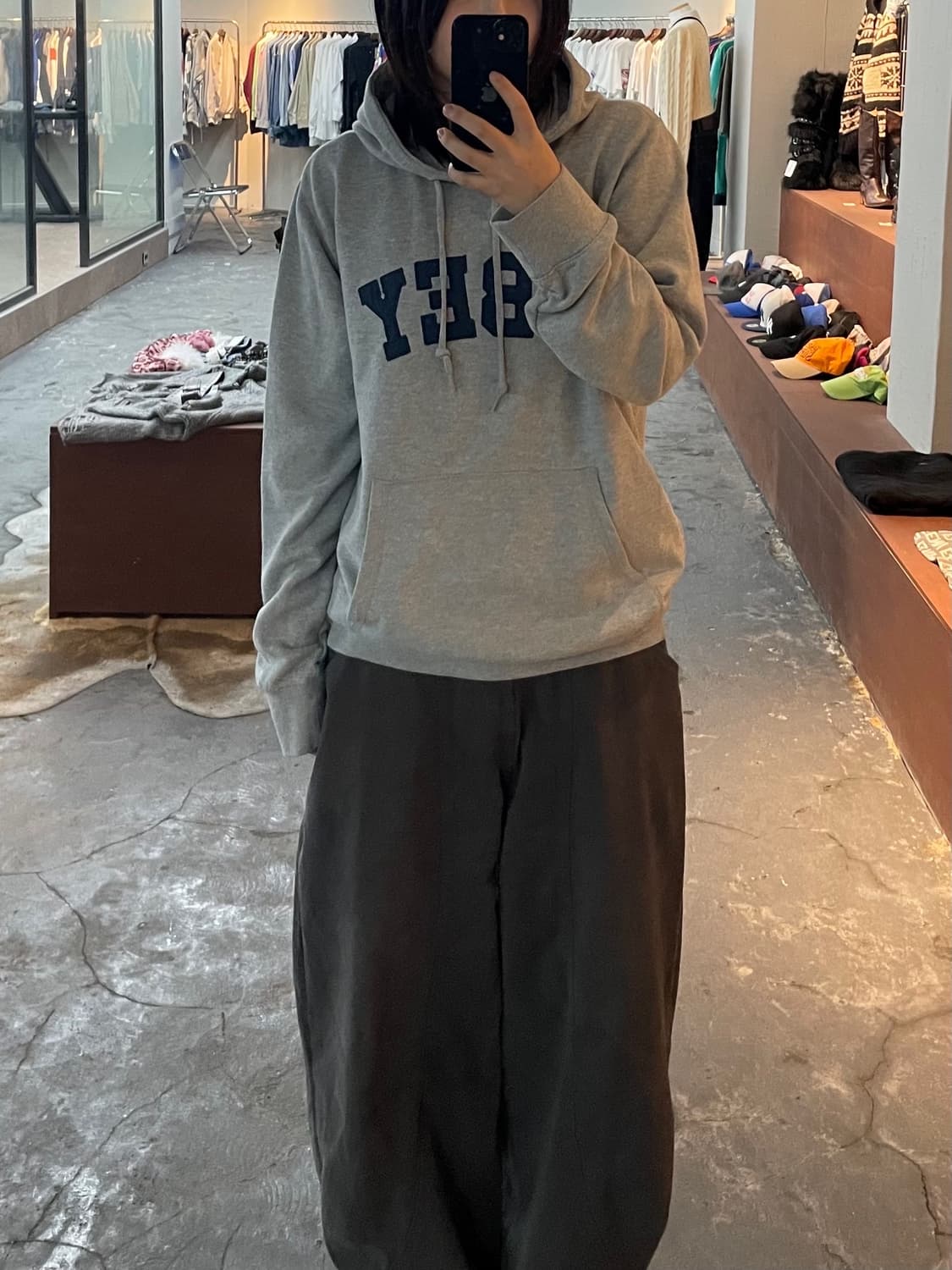 오베이 빅로고 그레이 후드티 H754 상품이미지1