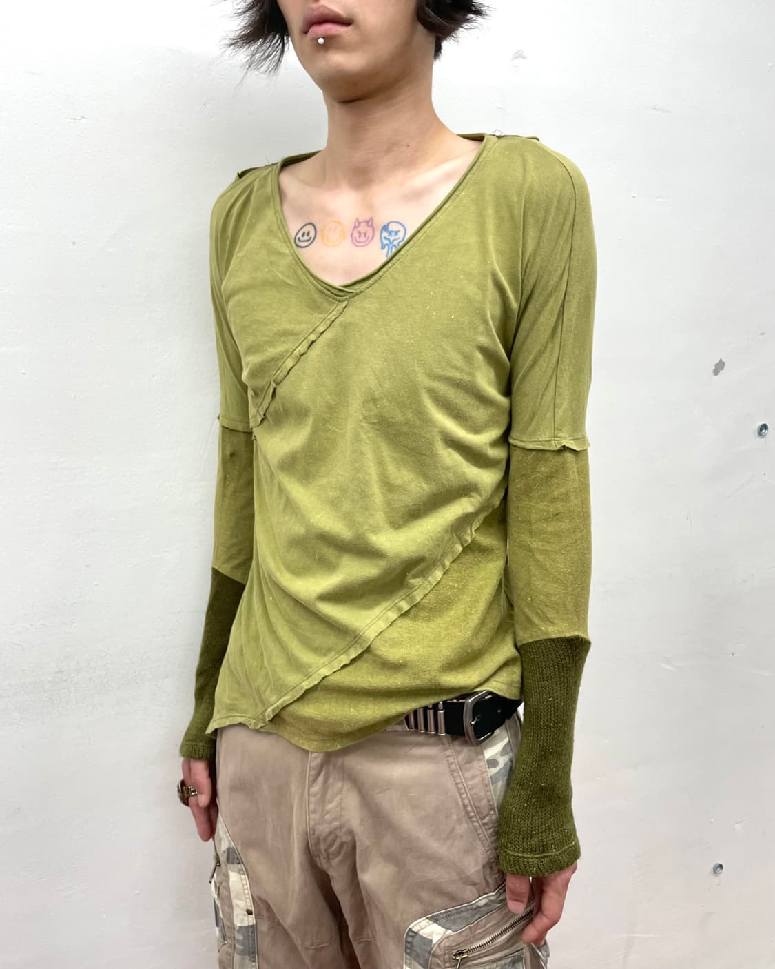Patchwork Green Rough Long Sleeve 상품이미지5