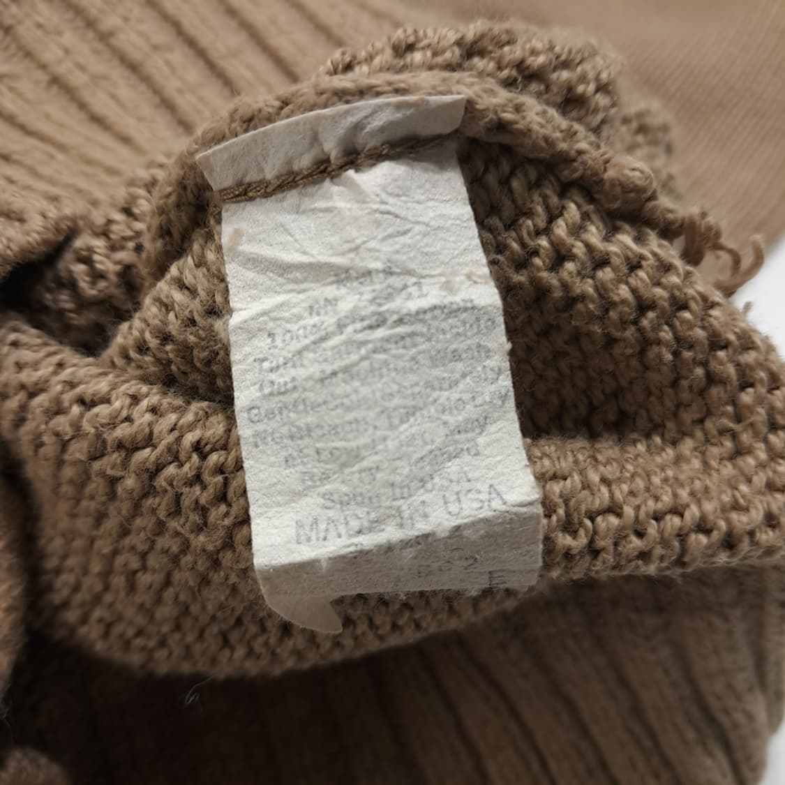 CL035 L 엘엘빈 80s 미제 빈티지 새들 숄더 카멜 베이지 니트  상품이미지5