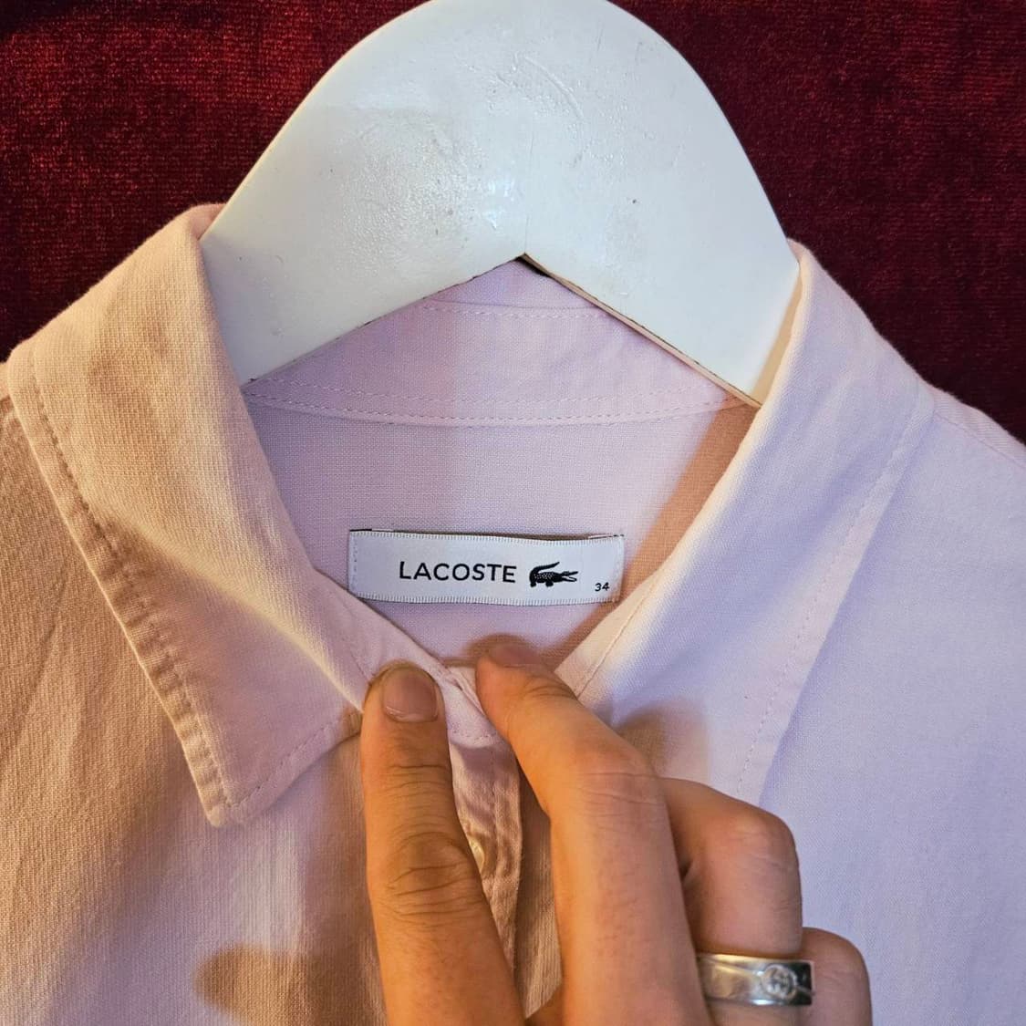 라코스테(Lacoste) 시그니쳐 로고 핑크 옥스포드 셔츠 상품이미지3