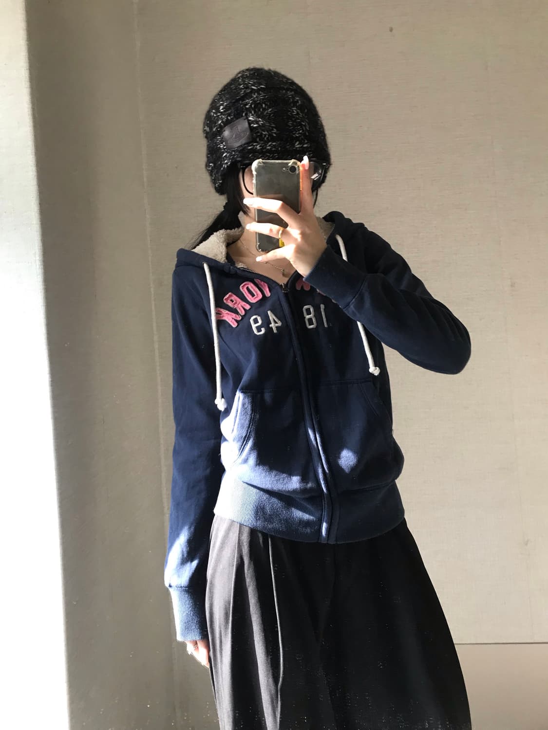 후아유 네이비 퍼후드집업 상품이미지5