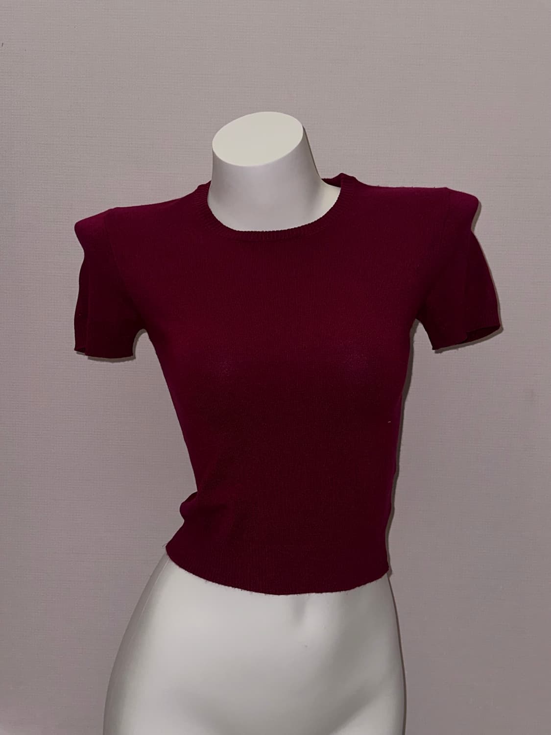빈티지 버건디 반소매 니트 상품이미지1