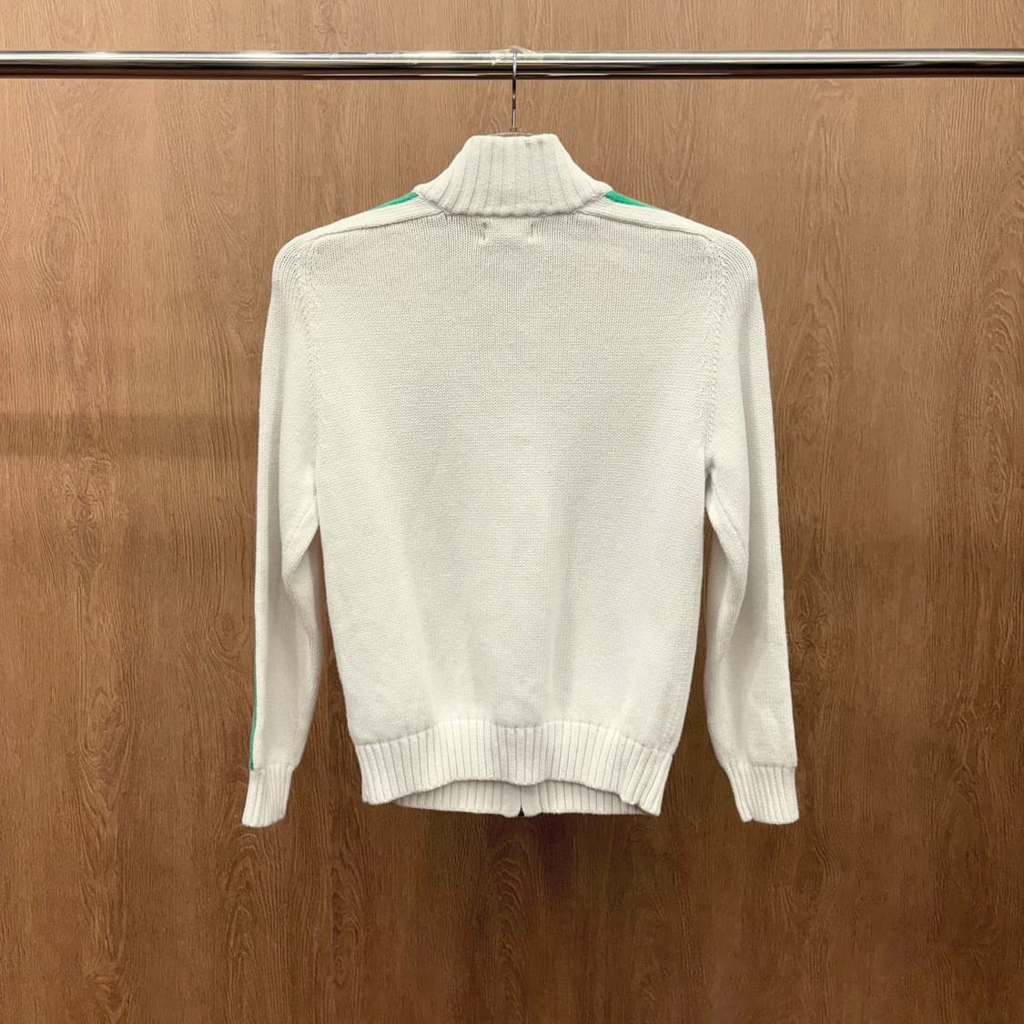 폴로 랄프로렌 니트 집업 가디건 라인 배색 스트라이프 자수 디테일 화이트 상품이미지3