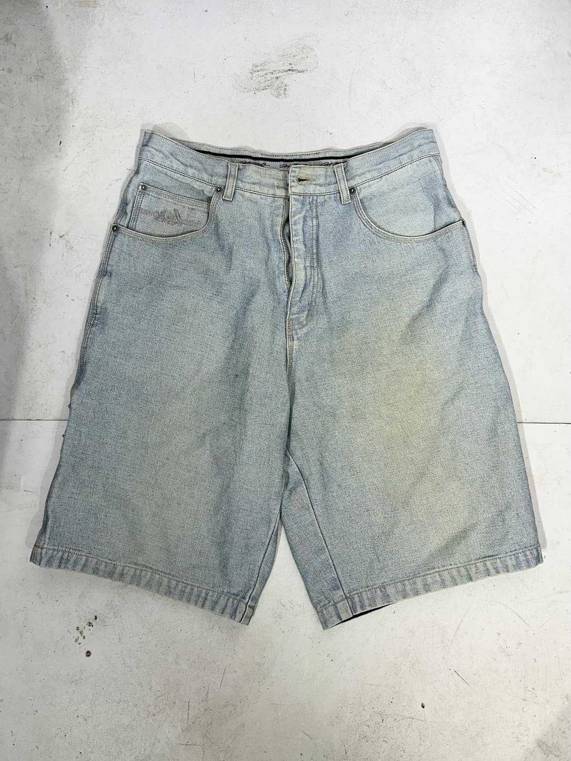 마자 플라바 연청 힙합 새깅 버뮤다 데님 팬츠 청 반바지 M 상품이미지4