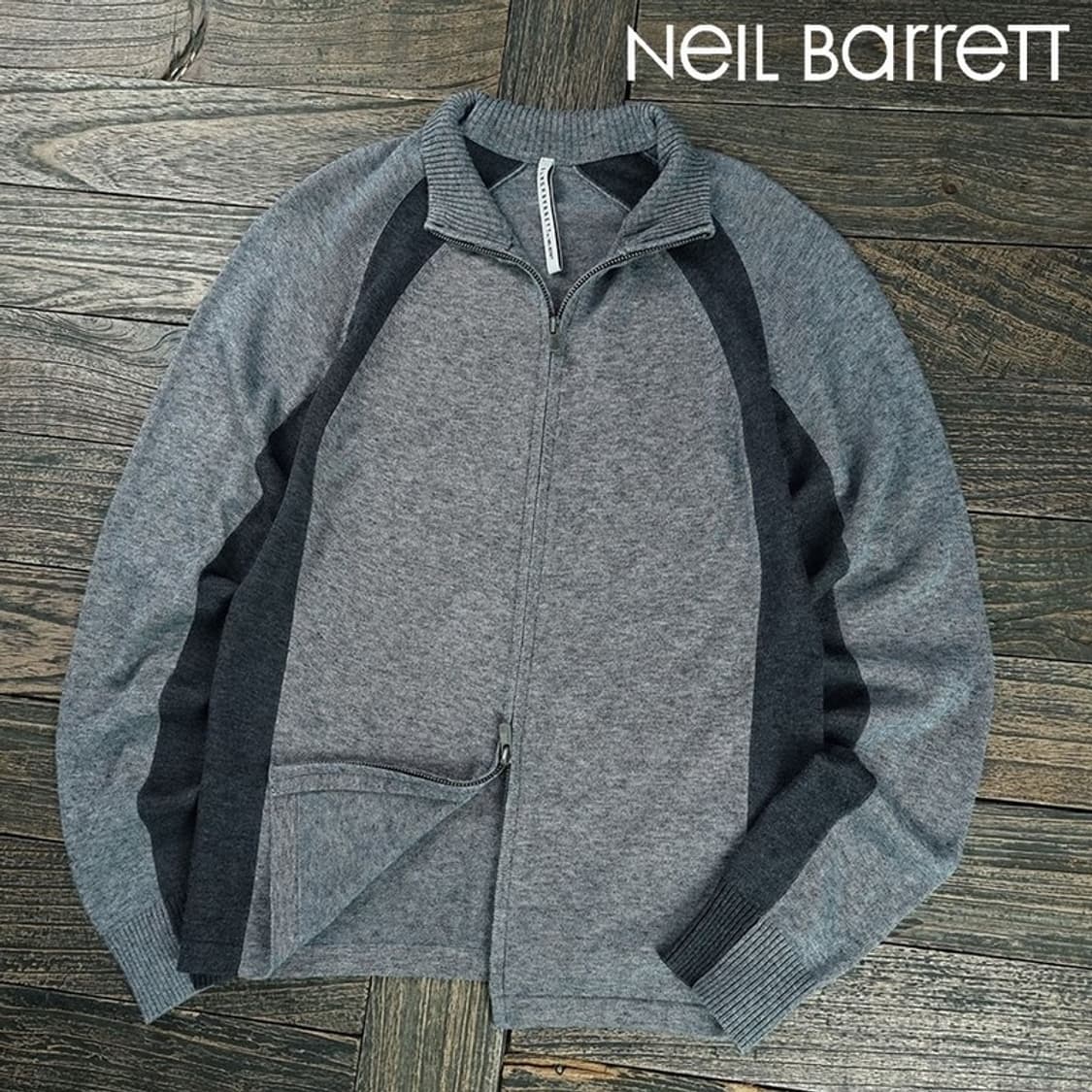 [블랙바렛 닐바렛] 슬림핏 니트 집업 가디건 그레이 P01498 상품이미지1