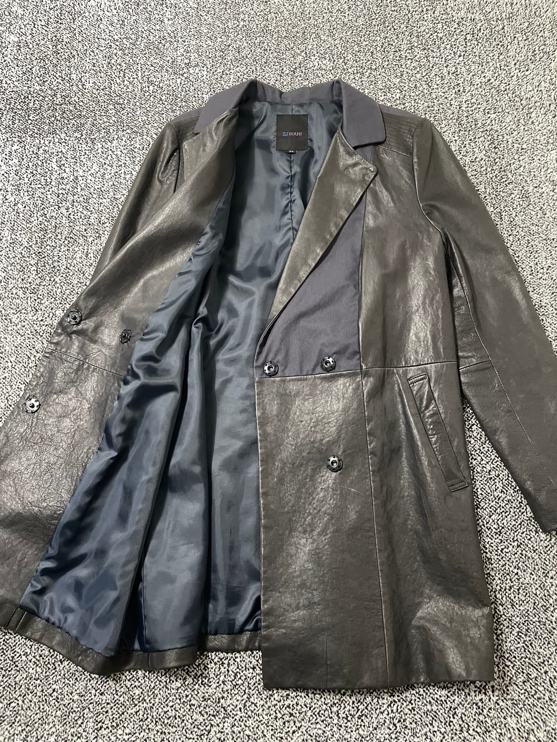 빈티지9. SJ WANI 이태리 양가죽 가죽자켓 레더 라이더 배색 상품이미지3