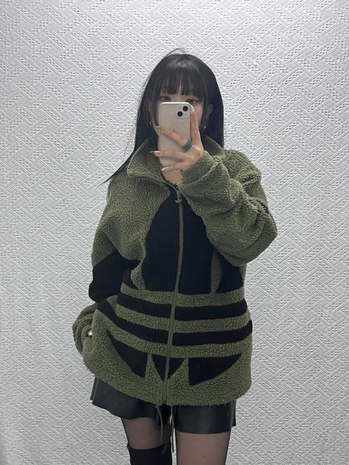 아디다스 빅 트레포일 말차카키 양털 후리스 자켓 M C09124 상품이미지2