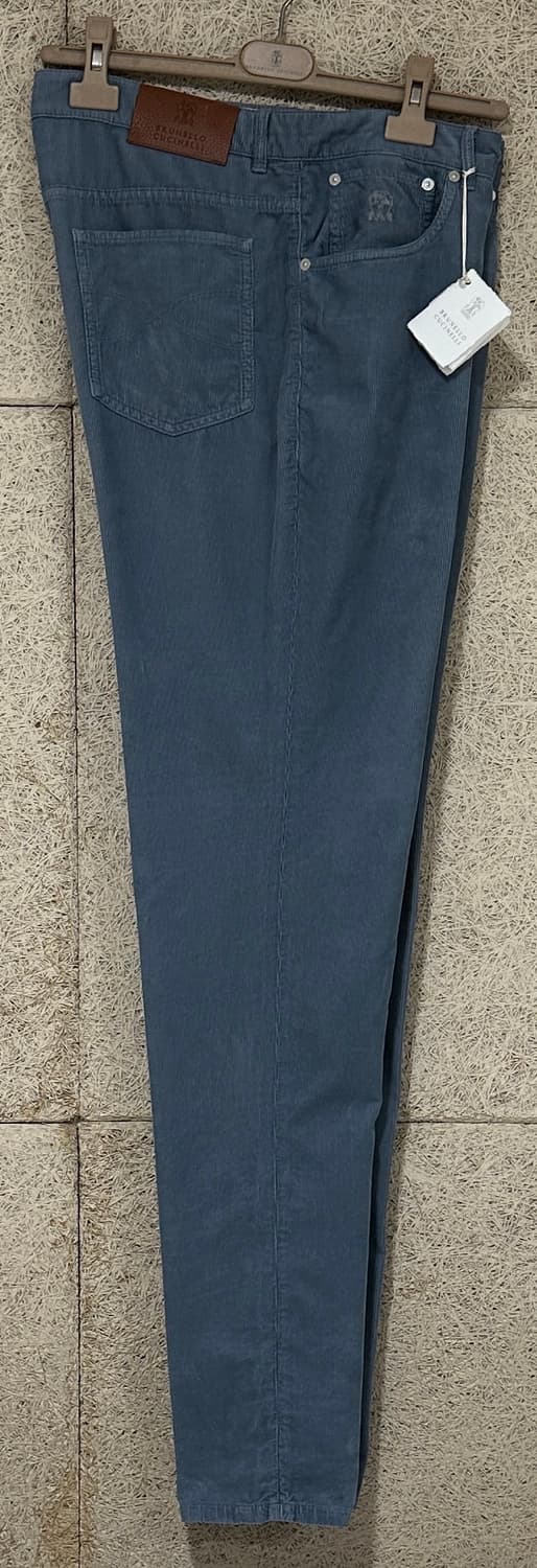 브루넬로 쿠치넬리 이탈리안핏 코듀로이 아주르 블루 팬츠 상품이미지2