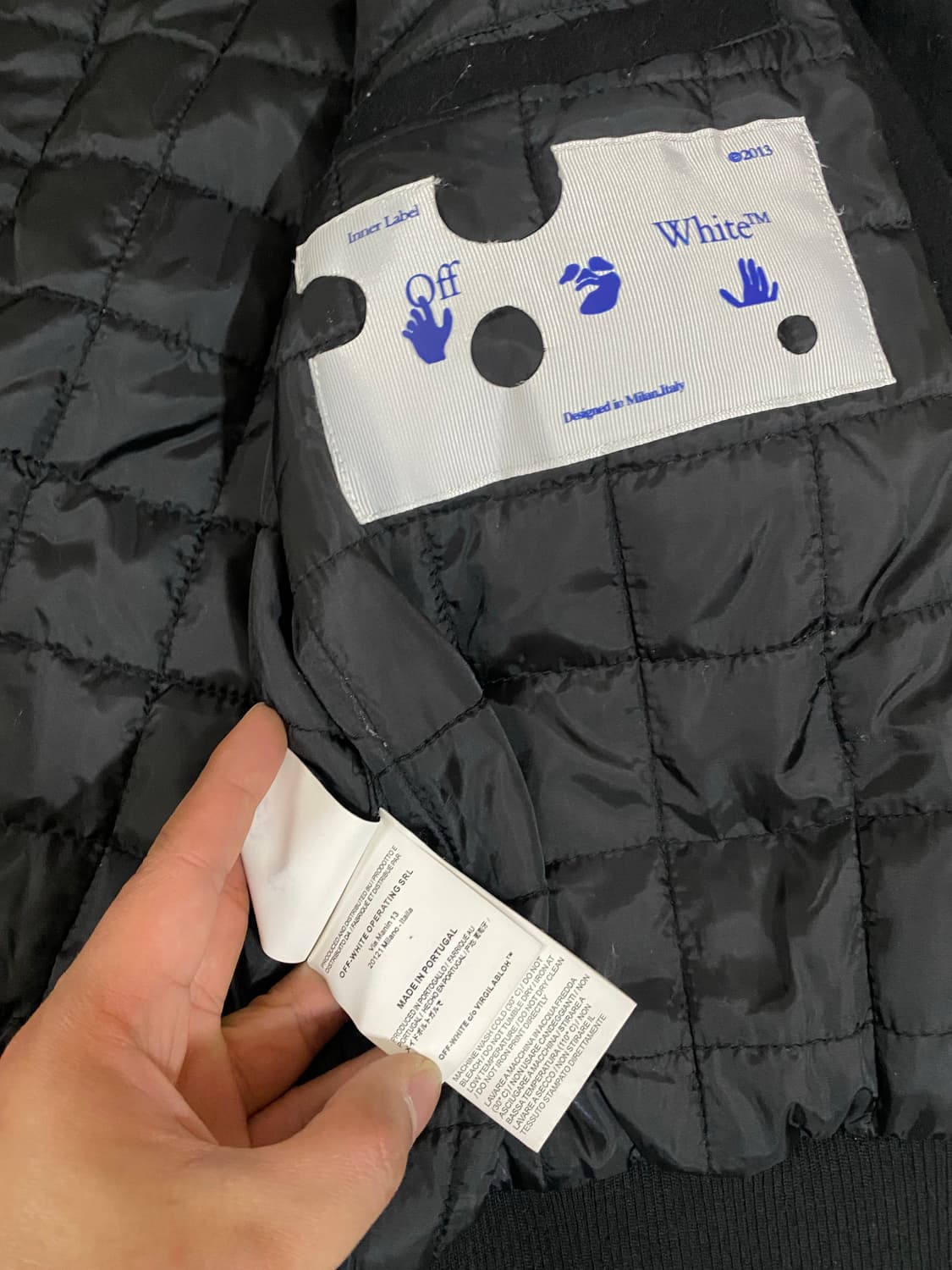 오프화이트 로고 패치 바시티 자켓 상품이미지7