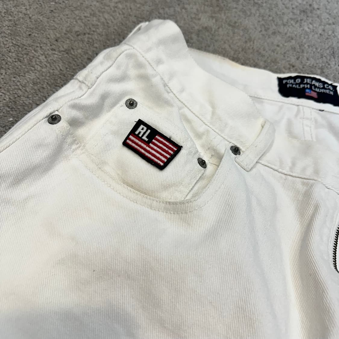 폴로 폴로진 화이트 코튼 와이드 하프팬츠(32) 상품이미지3