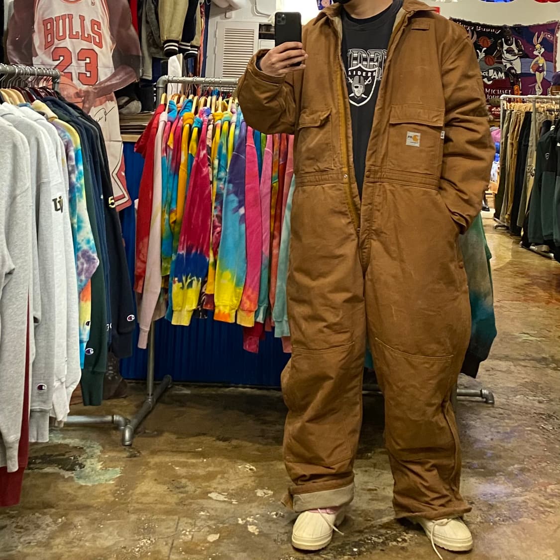 00s USA 칼하트 워크 패딩 점프슈트 상품이미지3