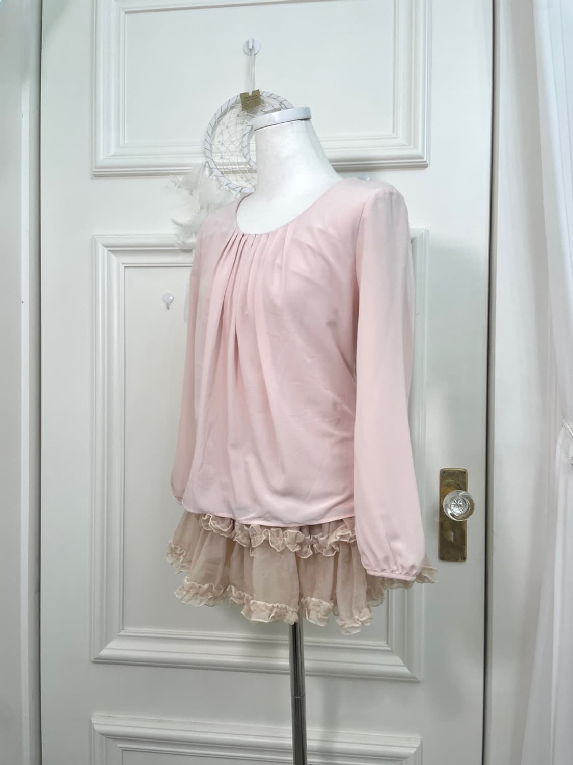 sheer pink pleats blouse top(size-36) 상품이미지2