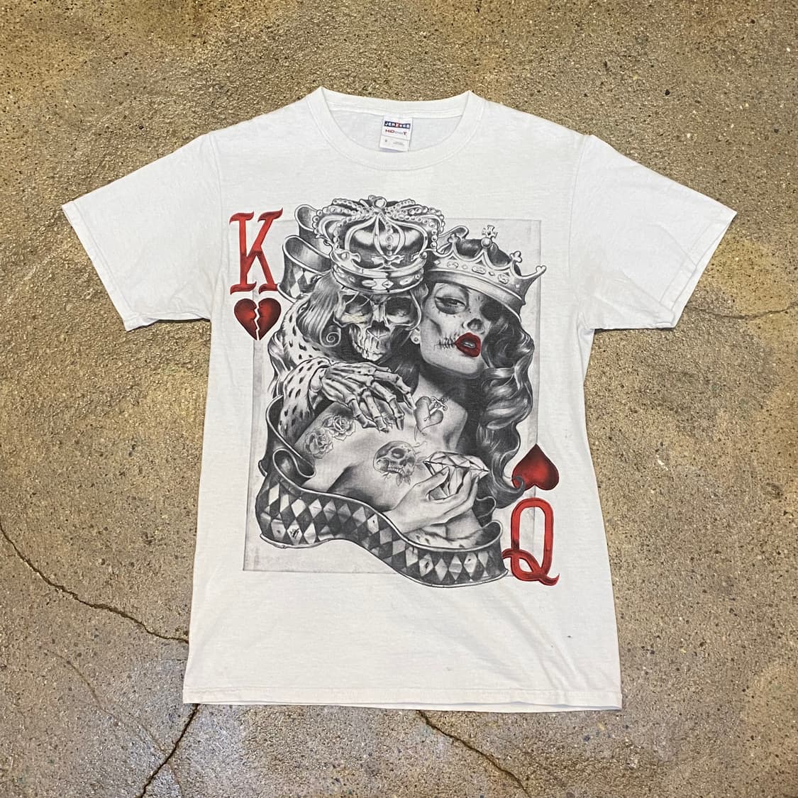 미국 빈티지 카드 해골 포인트 킹퀸 티셔츠 락티셔츠 반팔티 상품이미지1