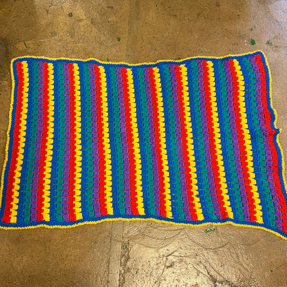 90s USA 멀티 니트 카페트 러그 매트 담요 상품이미지1