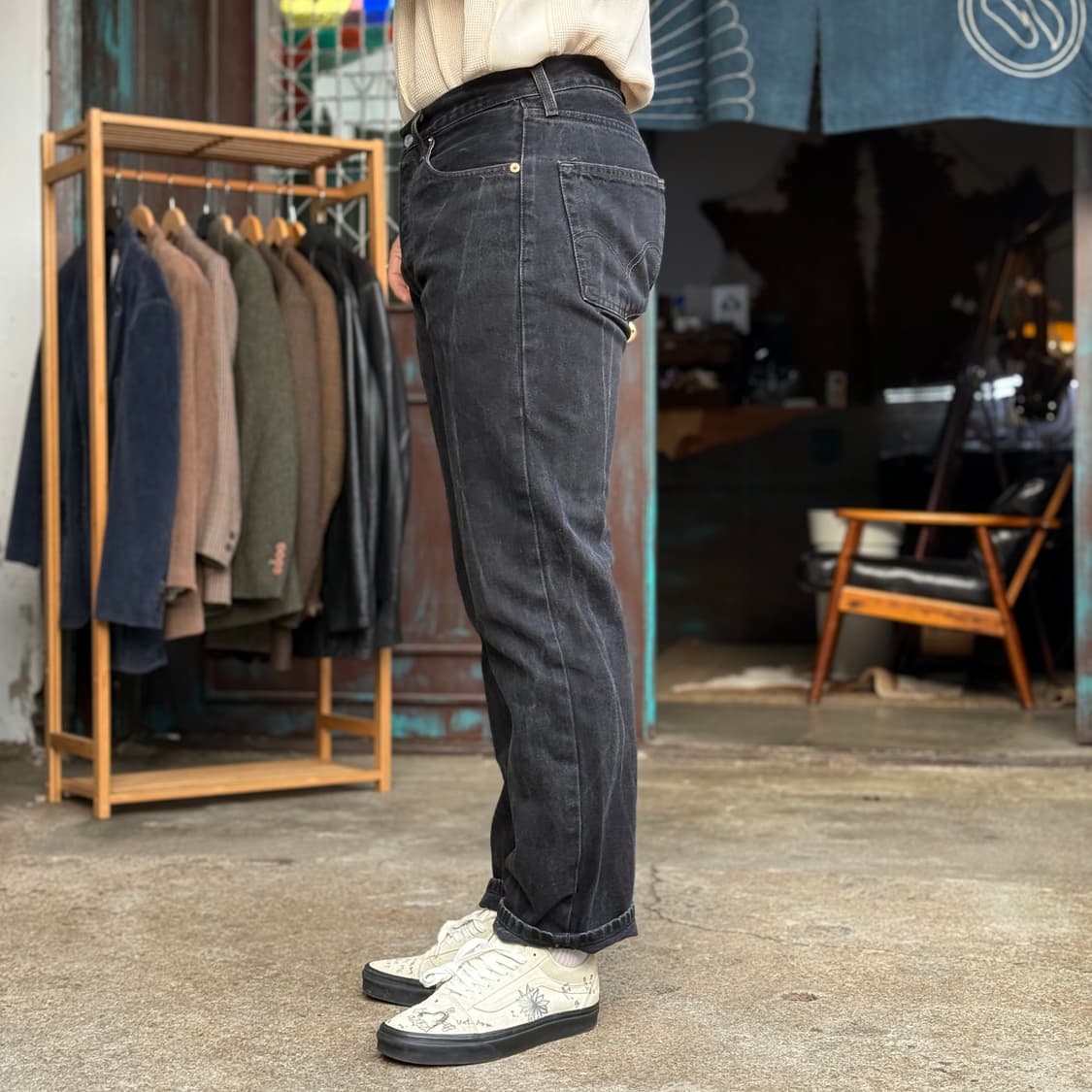 리바이스 501 블랙 데님 팬츠 33 상품이미지8