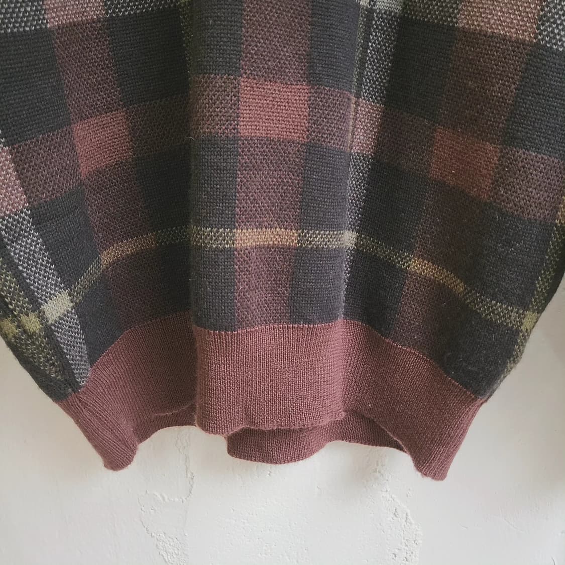 Cross keys 브라운 체크 울100 니트 상품이미지6