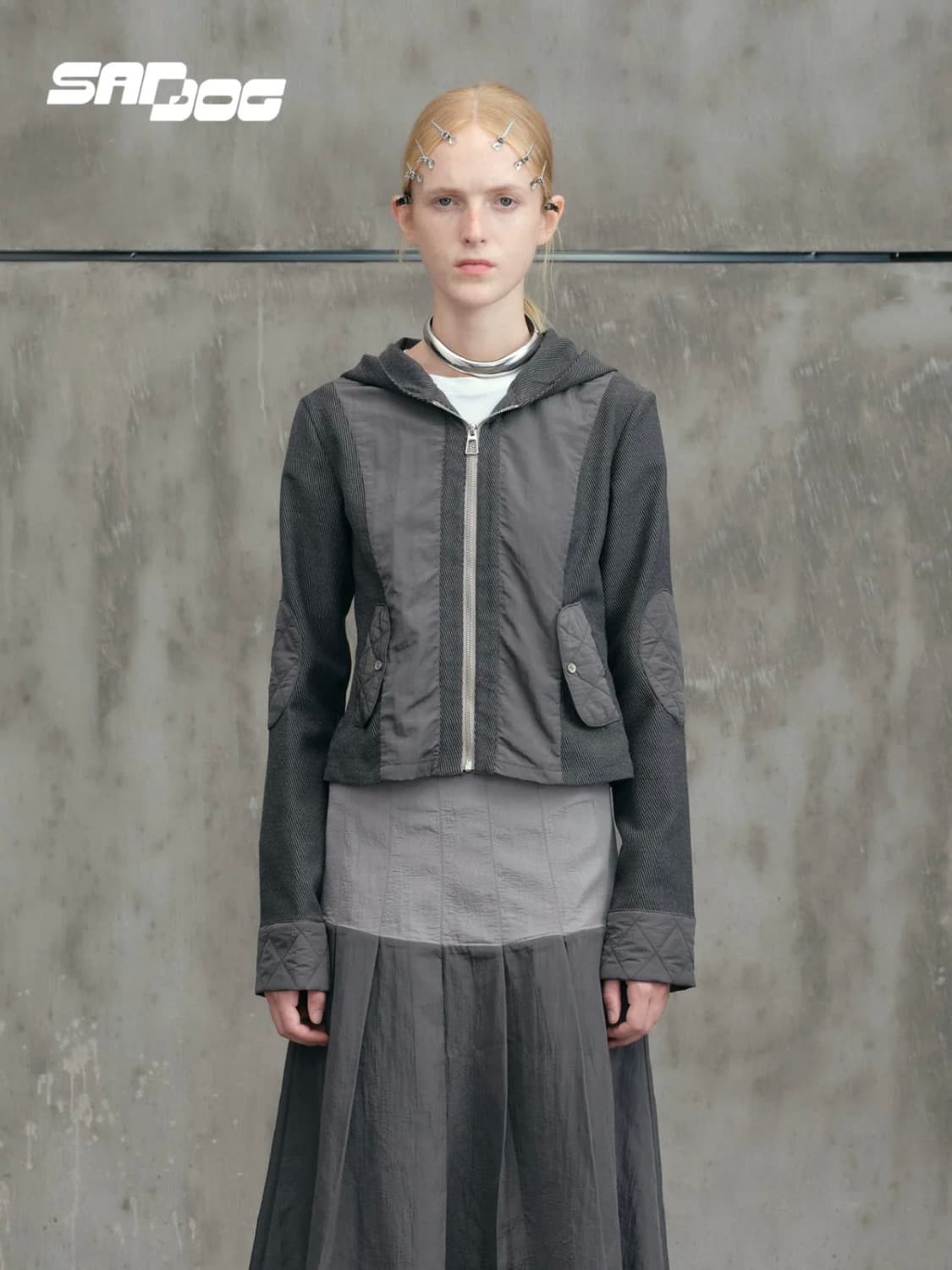 Saddog 그레이 후드집업 상품이미지1
