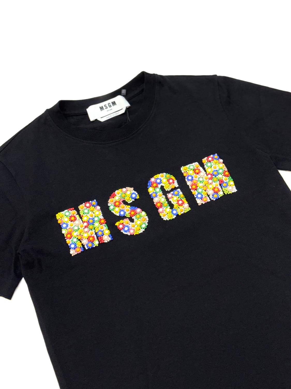 MSGM 비즈 로고 블랙컬러 반팔 티셔츠 상품이미지1