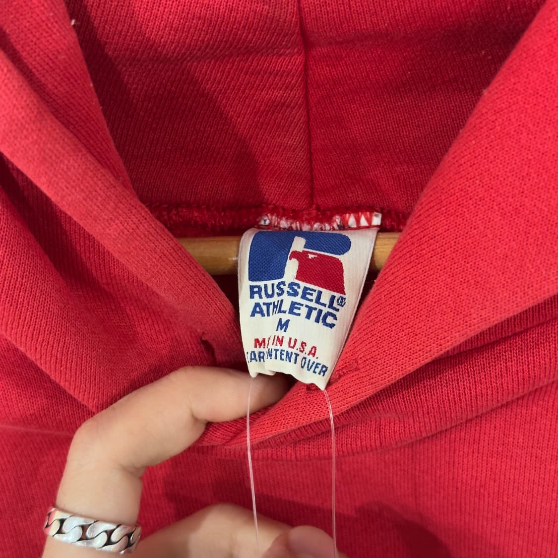 90s 러셀 에슬레틱 블랭크 스웻후드 USA 상품이미지4