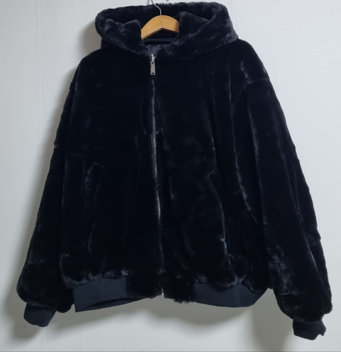 오버핏 L ) 블랙 페이크퍼 리버시블 양면 자켓 상품이미지1